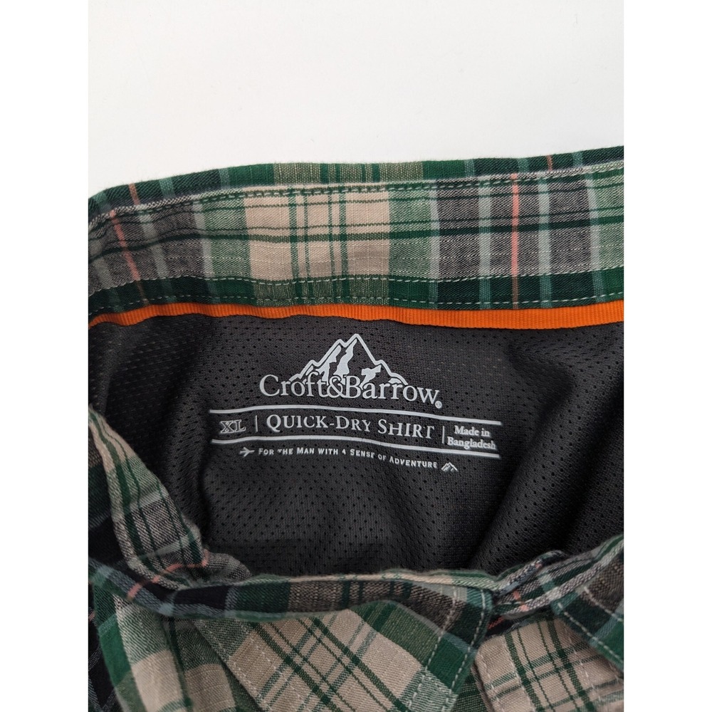 Croft & Barrow Mens XL Green Plaid Quick Dry Short Long Sleeve Button Up Shirt - Picture 10 of 10